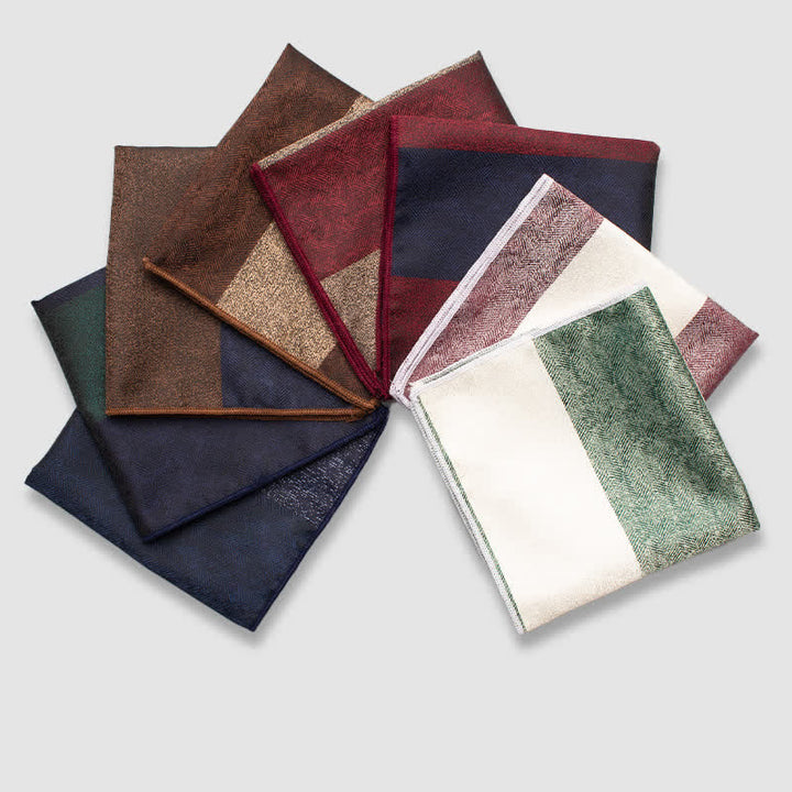 Men's Contrasting Colors Thick Stripes Pocket Square
