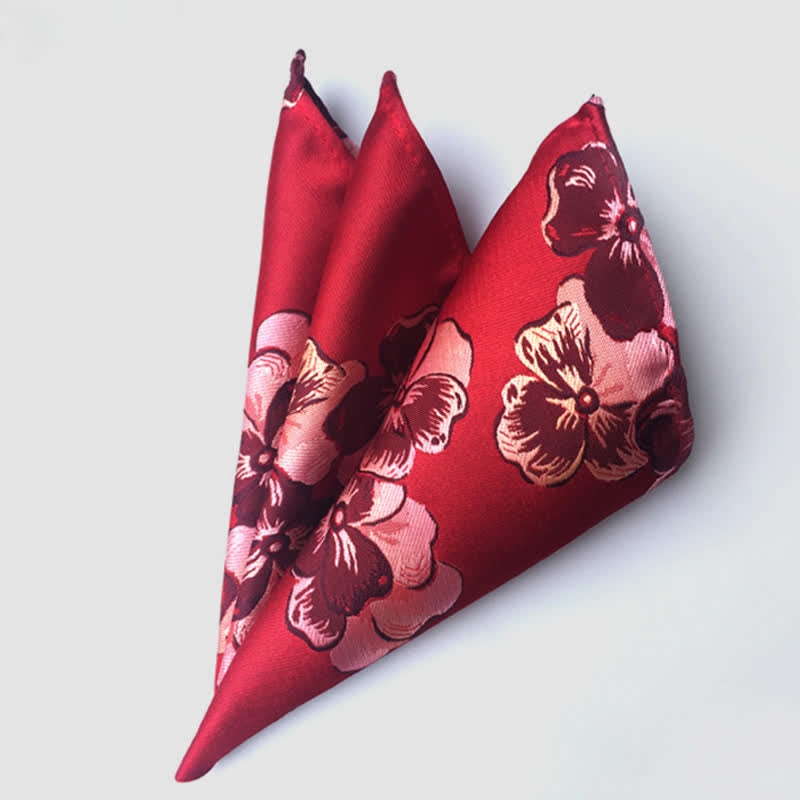 Men's Colorful Paisley Flowers Wedding Pocket Square - Red - image 10
