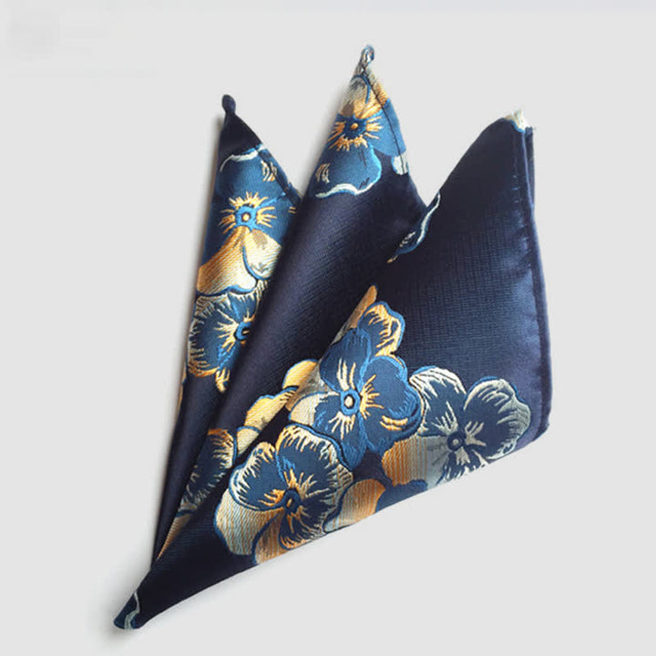 Men's Colorful Paisley Flowers Wedding Pocket Square - SteelBlue - image 12