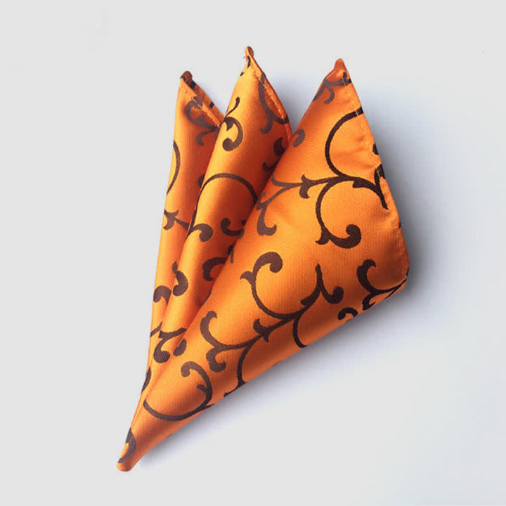 Men's Colorful Paisley Flowers Wedding Pocket Square - DarkOrange - image 16