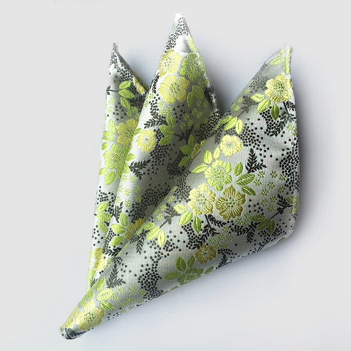 Men's Colorful Paisley Flowers Wedding Pocket Square - LightGreen - image 8
