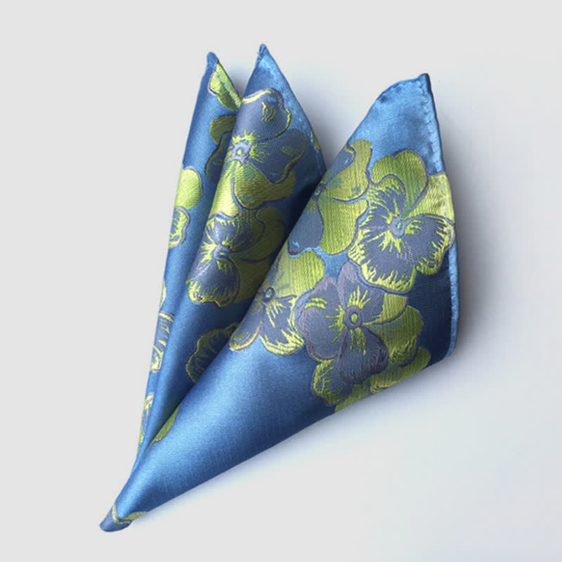 Men's Colorful Paisley Flowers Wedding Pocket Square - Blue - image 11