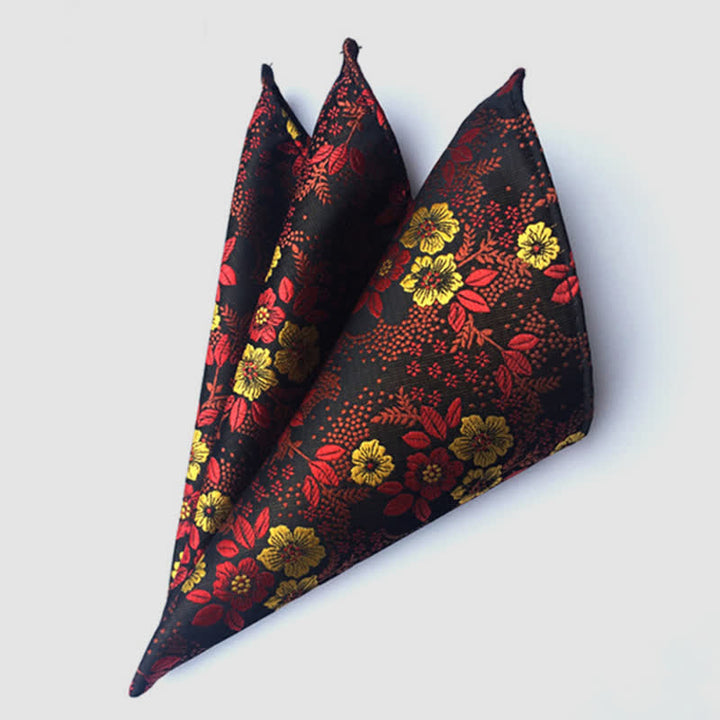 Men's Colorful Paisley Flowers Wedding Pocket Square - Black - image 7
