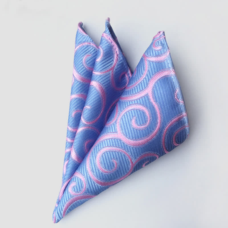 Men's Colorful Paisley Flowers Wedding Pocket Square - LightSkyBlue - image 13