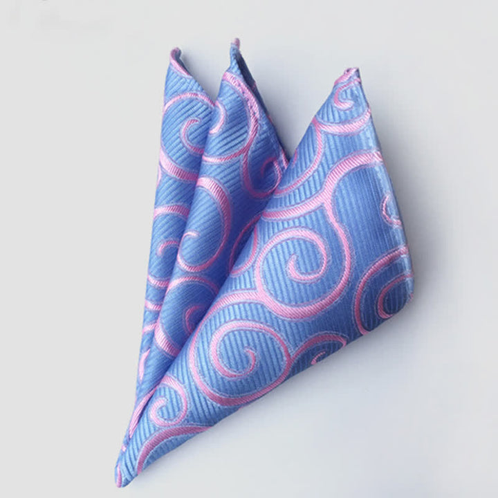Men's Colorful Paisley Flowers Wedding Pocket Square - LightSkyBlue - image 13