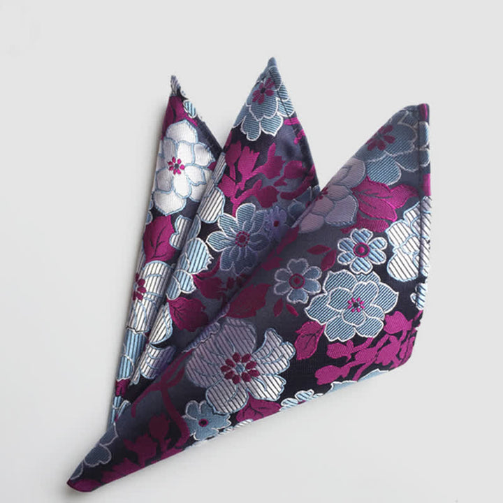 Men's Colorful Paisley Flowers Wedding Pocket Square - Purple & Gray - image 14