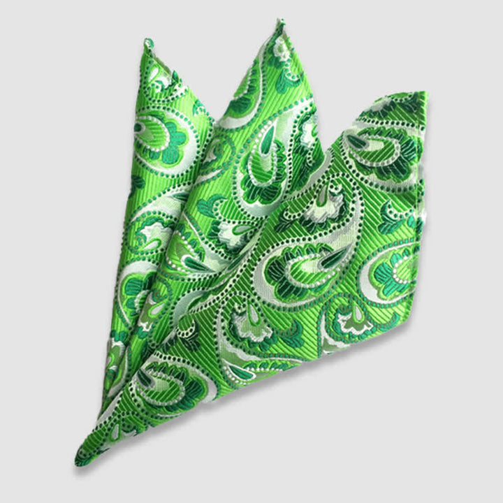 Men's Colorful Paisley Flowers Wedding Pocket Square - Lime - image 15