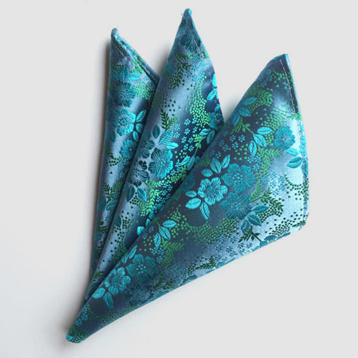 Men's Colorful Paisley Flowers Wedding Pocket Square - Turquoise - image 3