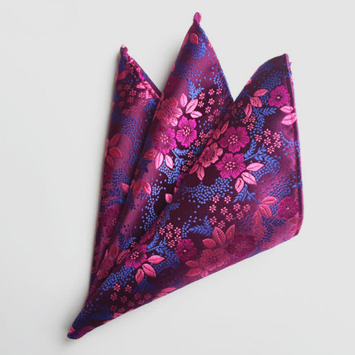 Men's Colorful Paisley Flowers Wedding Pocket Square - Purple - image 5
