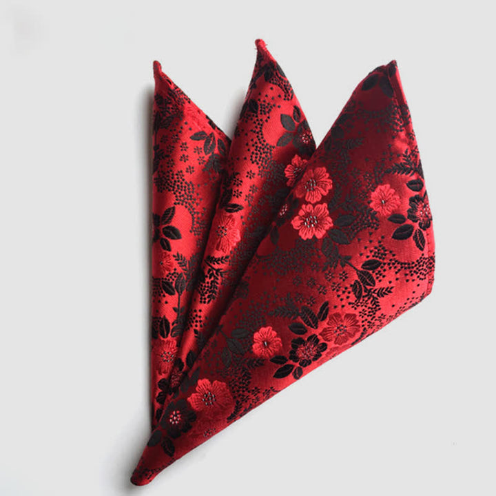Men's Colorful Paisley Flowers Wedding Pocket Square - Burgundy - image 9