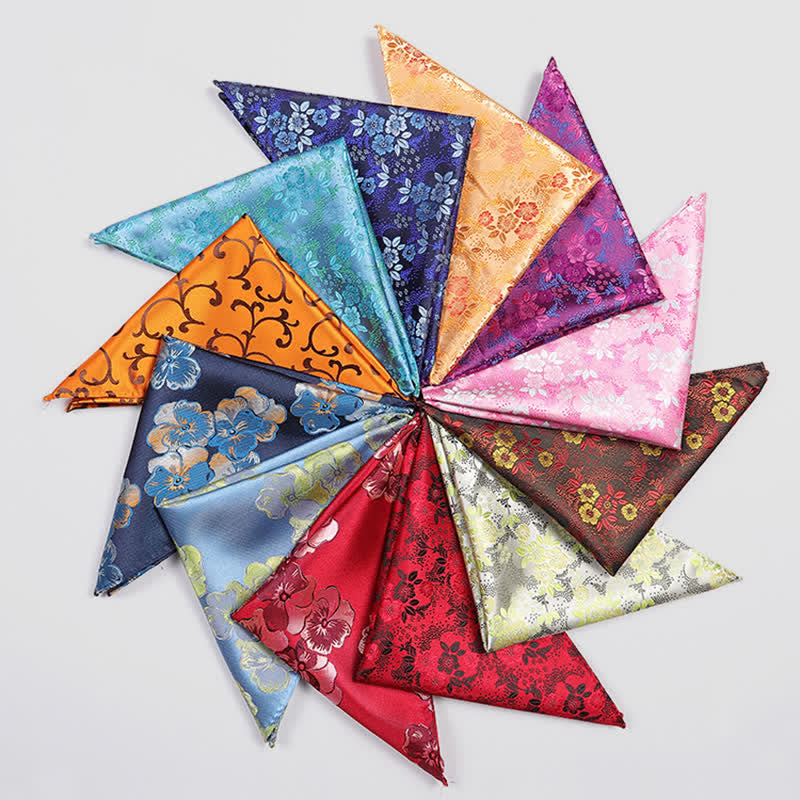 Men's Colorful Paisley Flowers Wedding Pocket Square - image 0