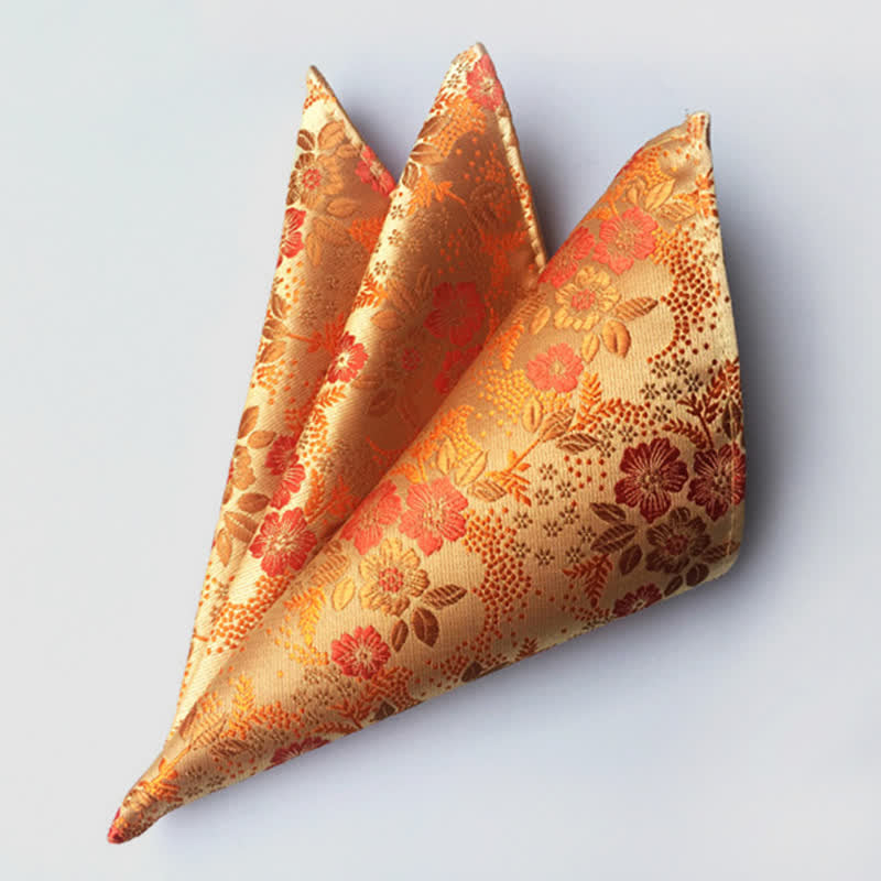Men's Colorful Paisley Flowers Wedding Pocket Square - Orange - image 4