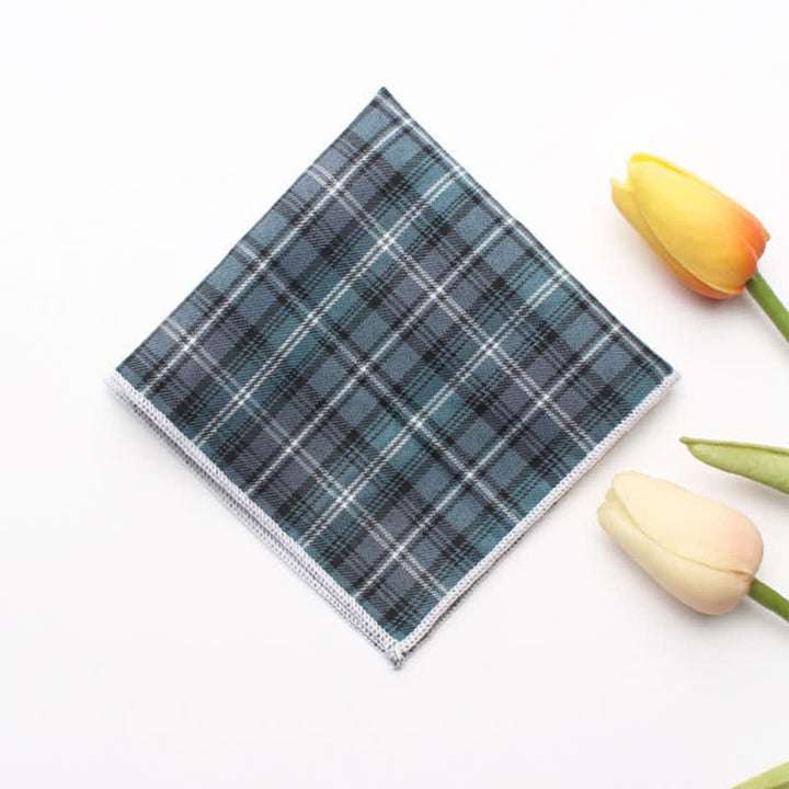 Men's Simple Checked Cotton Pocket Square - DarkSlateGray - image 6