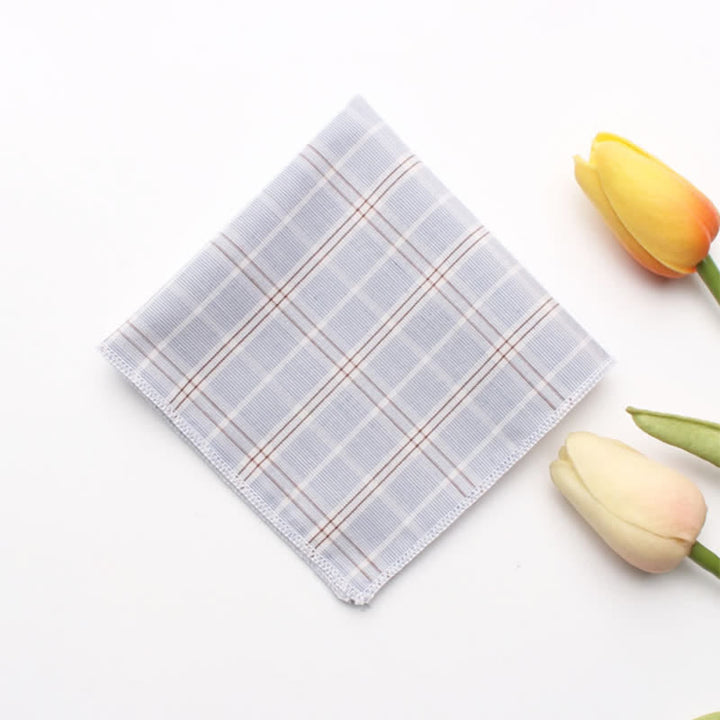 Men's Simple Checked Cotton Pocket Square - Gainsboro - image 5