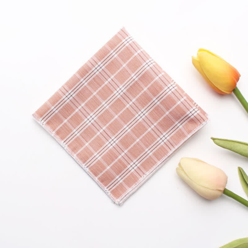 Men's Simple Checked Cotton Pocket Square - PeachPuff - image 4