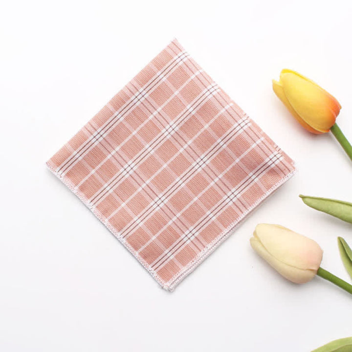 Men's Simple Checked Cotton Pocket Square - PeachPuff - image 4