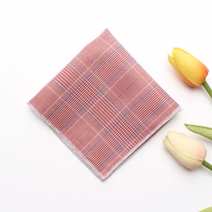 Men's Simple Checked Cotton Pocket Square - PaleVioletRed - image 1