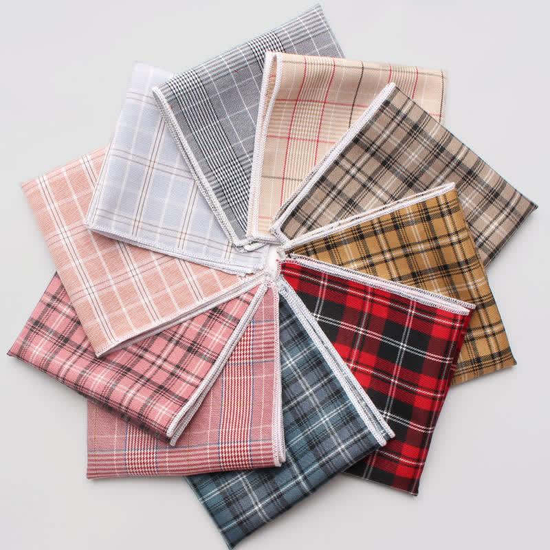 Men's Simple Checked Cotton Pocket Square