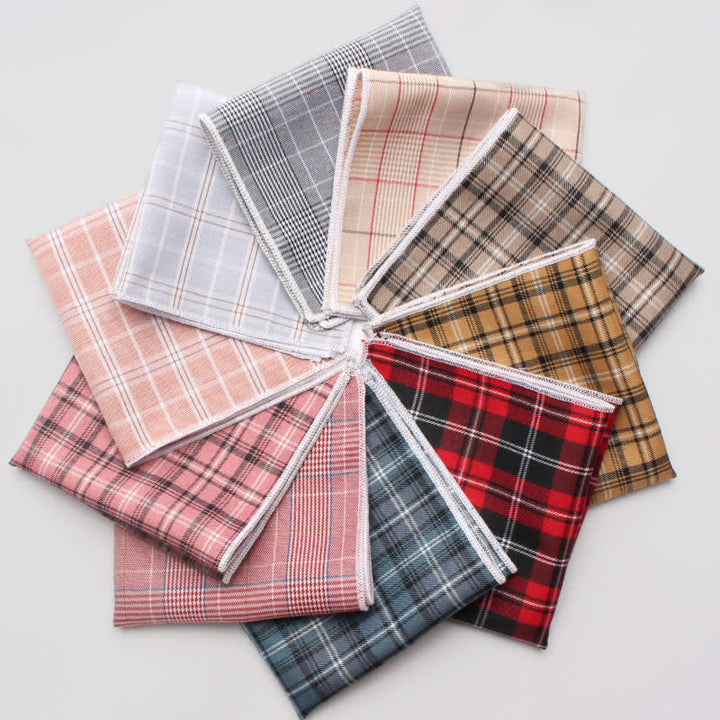 Men's Simple Checked Cotton Pocket Square