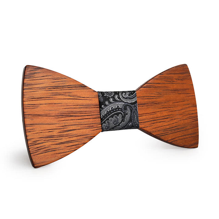 Men's Handmade Bamboo Wooden Bow Tie - Gray Paisley - image 11