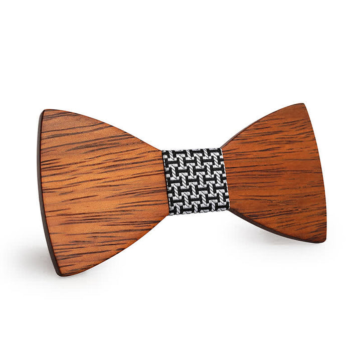 Men's Handmade Bamboo Wooden Bow Tie - Black & White - image 12