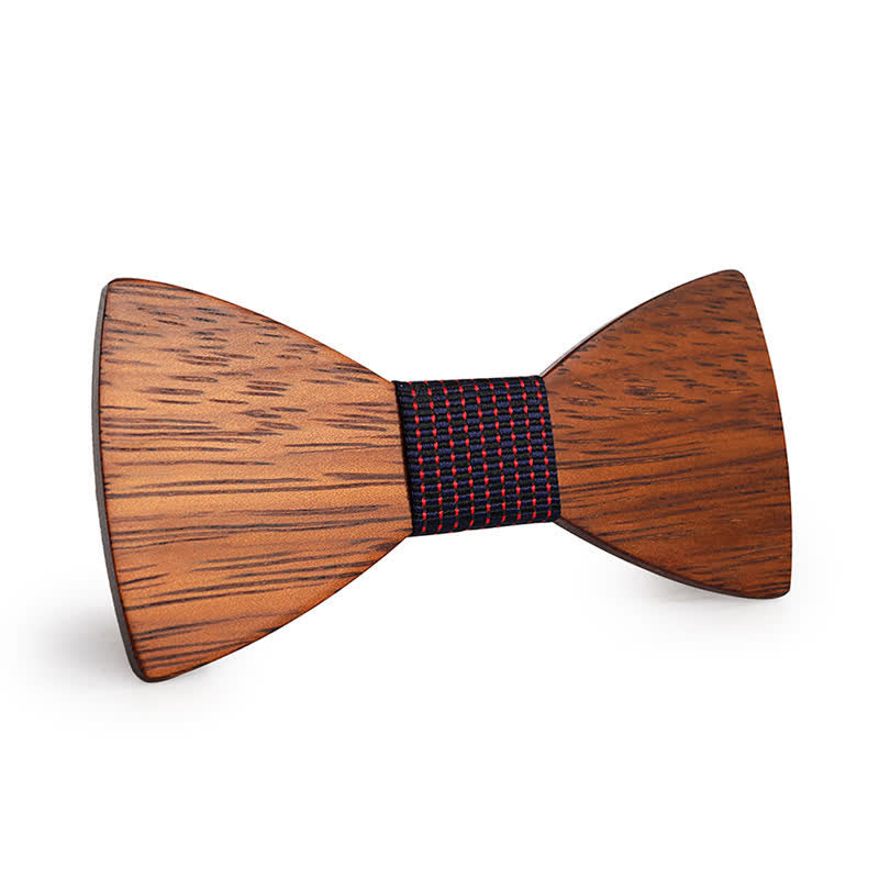 Men's Handmade Bamboo Wooden Bow Tie - Red Line - image 13