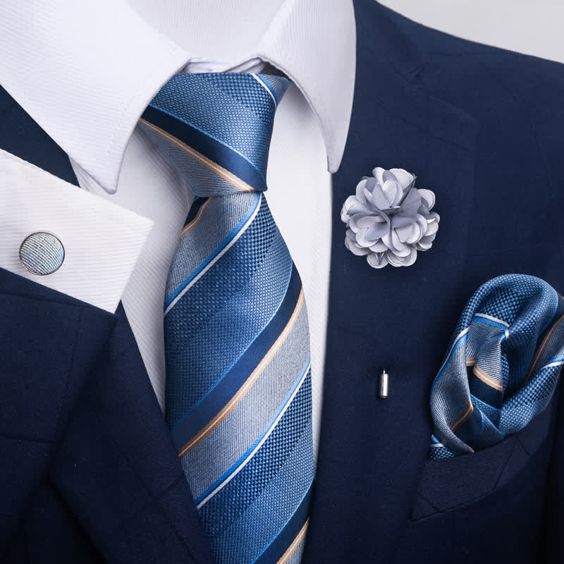 4Pcs Men's Classic Formal Pocket Squares Necktie Set