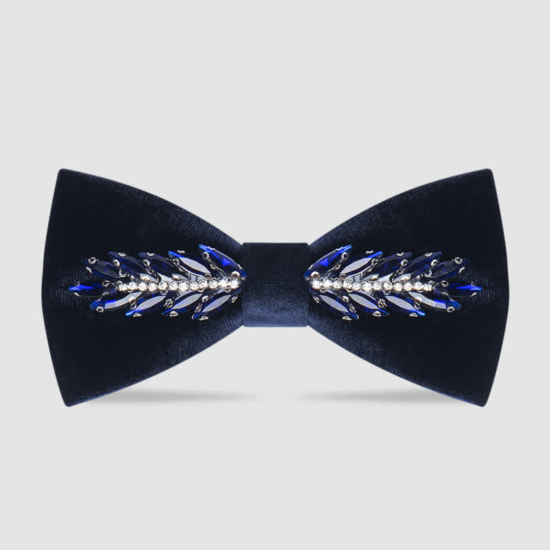 Men's Witty Crystal Velvet Bow Tie - Navy - image 7
