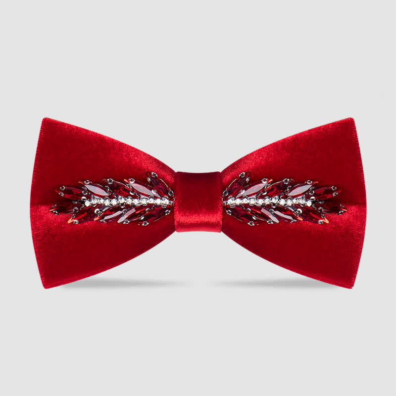 Men's Witty Crystal Velvet Bow Tie - Red - image 10