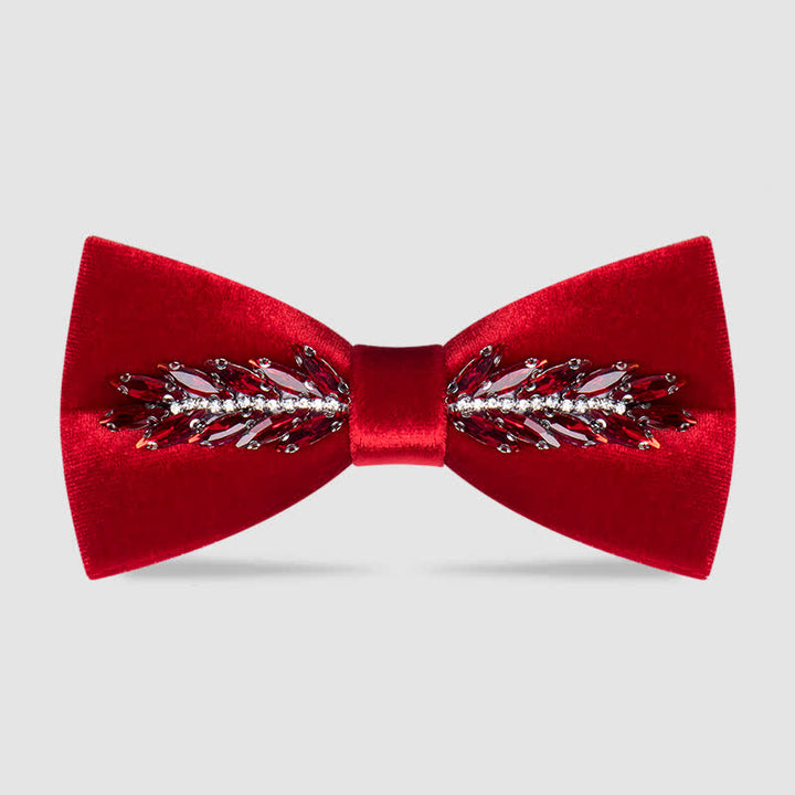 Men's Witty Crystal Velvet Bow Tie - Red - image 10