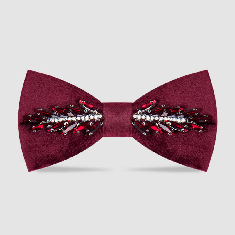 Men's Witty Crystal Velvet Bow Tie - Burgundy - image 0
