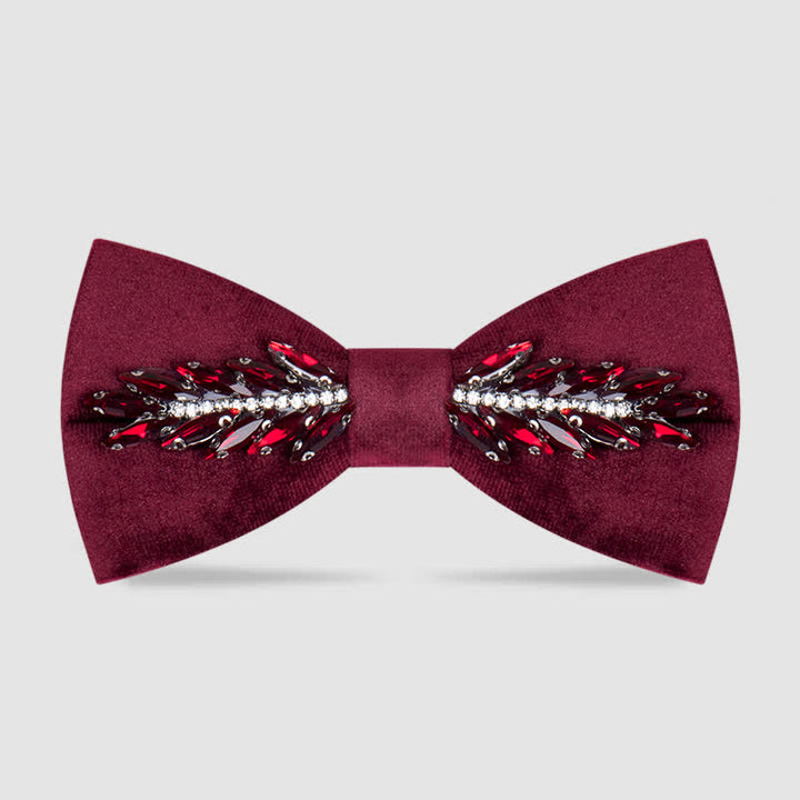 Men's Witty Crystal Velvet Bow Tie - Burgundy - image 0
