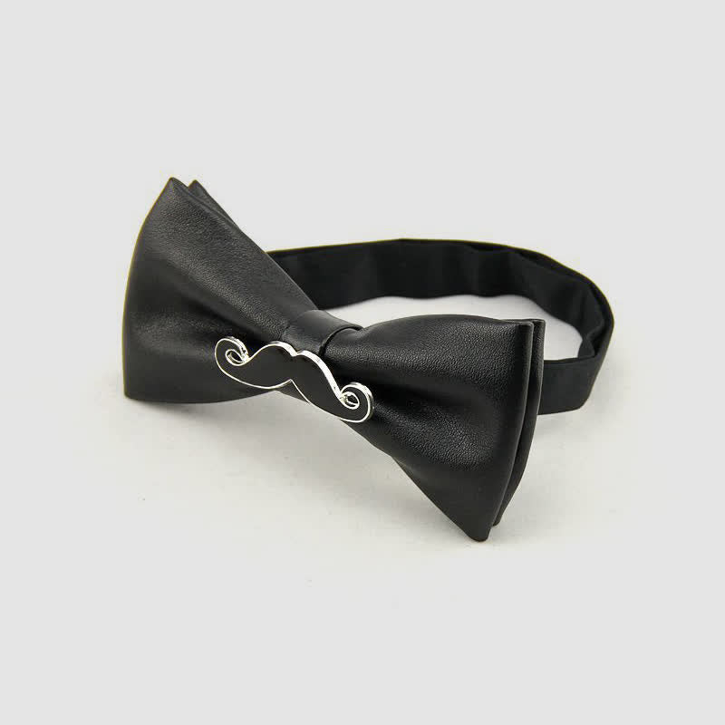 Men's Metal Mustache Leather Bow Tie - image 3