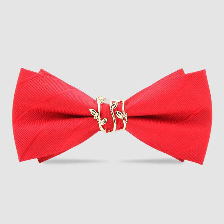 Men's Luxury Golden Vine Leaf Twill Bow Tie - Red - image 5