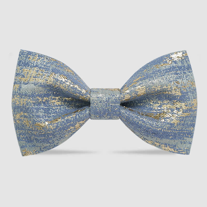 Men's Gold Glitter Tuxedo Classic Bow Tie - Light Blue - Style #1 - image 5