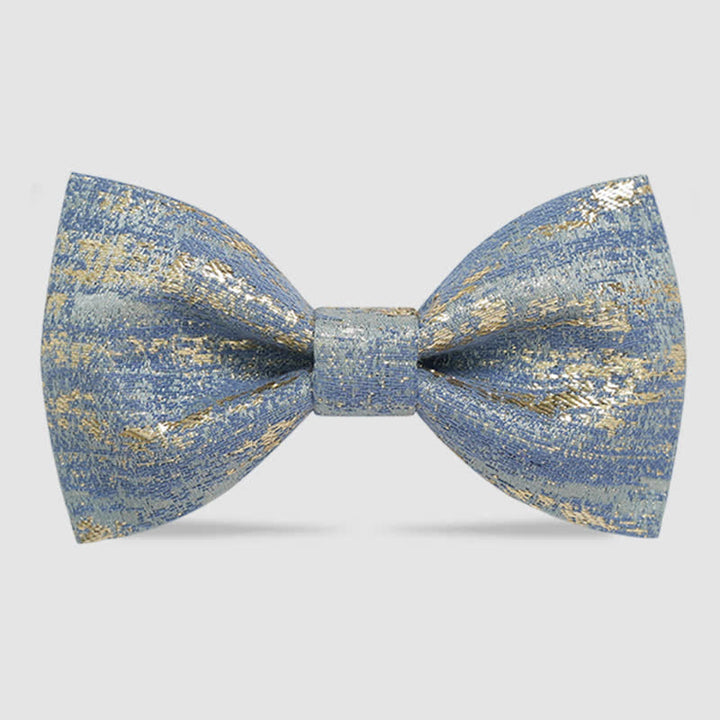 Men's Gold Glitter Tuxedo Classic Bow Tie - Light Blue - Style #1 - image 5
