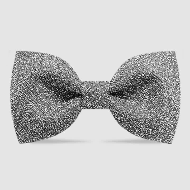 Men's Sparkling Fancy Dress Party Bow Tie - Silver - image 0