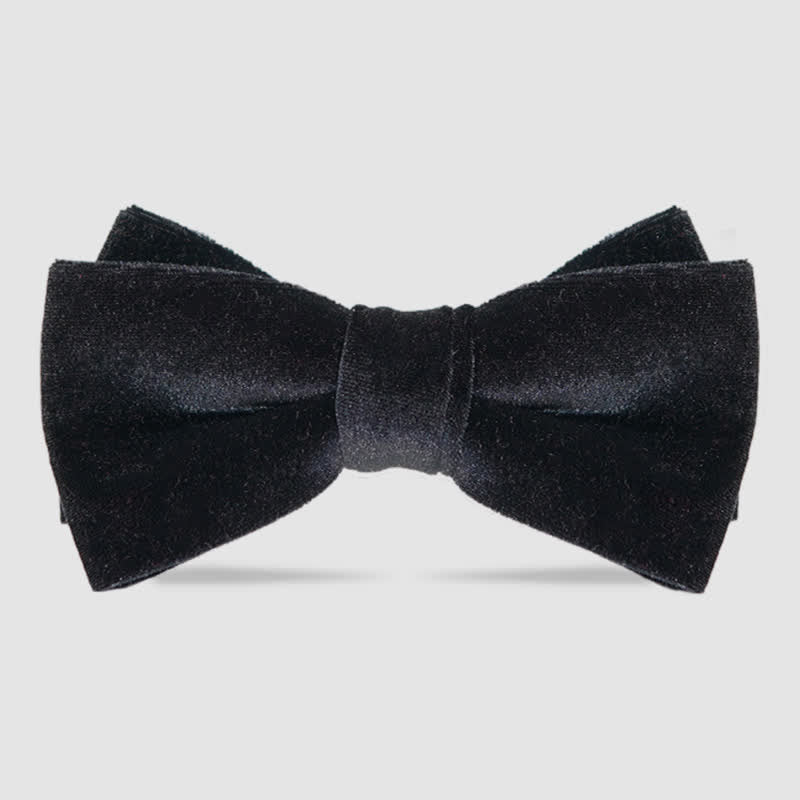 Men's Luxurious Double Layers Velvet Bow Tie - Black - image 0