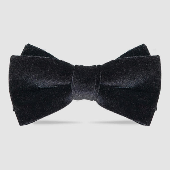 Men's Luxurious Double Layers Velvet Bow Tie - Black - image 0
