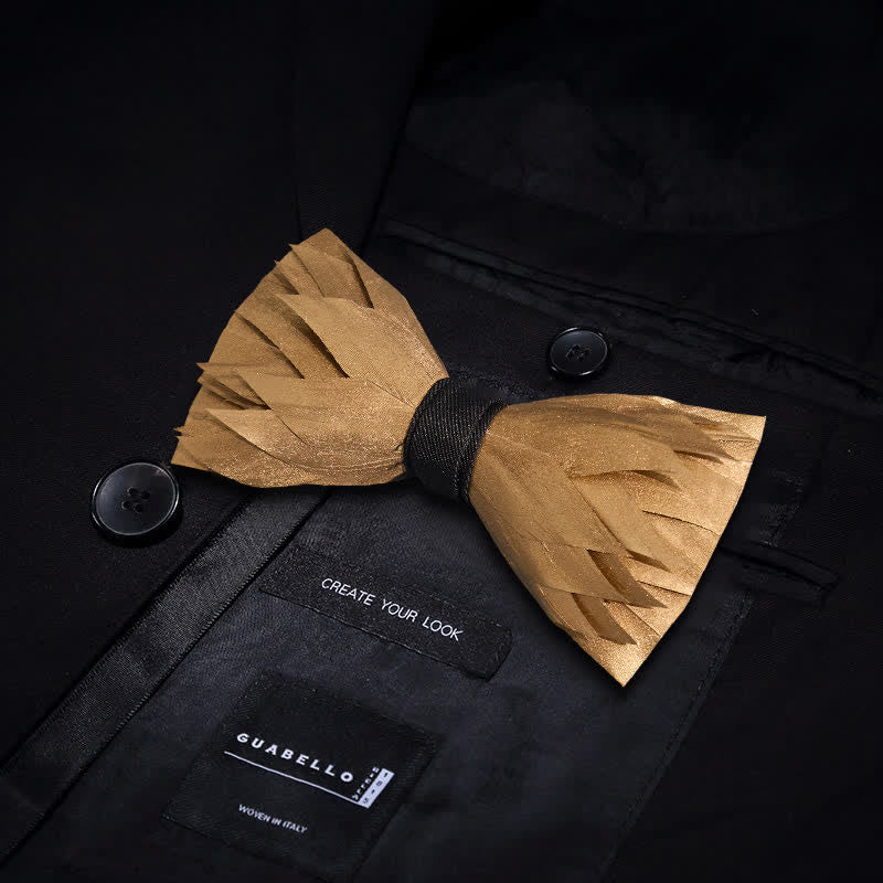 Sunshine Solid Gold Feather Bow Tie