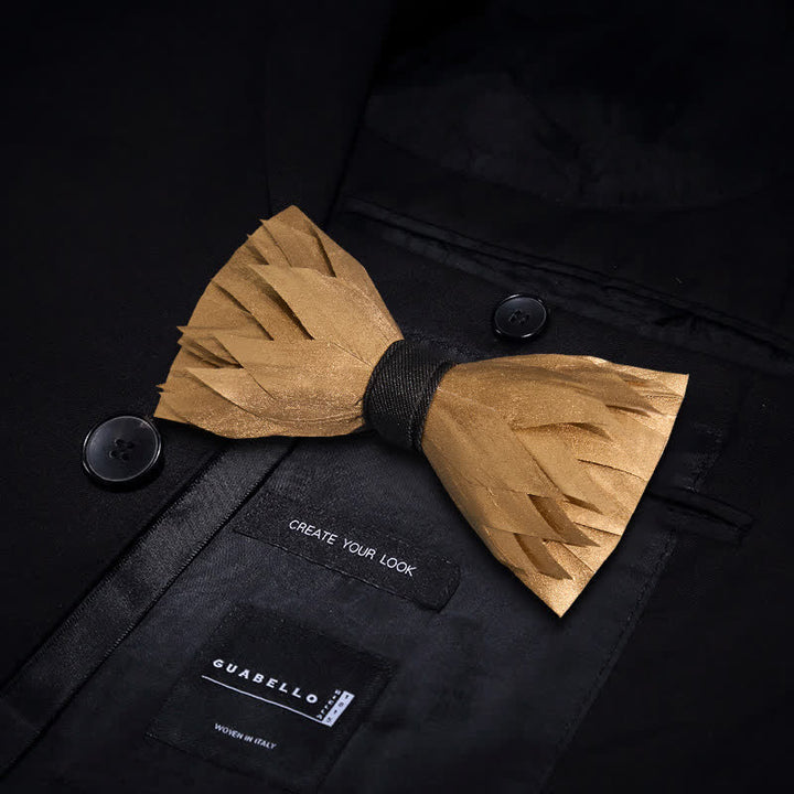 Sunshine Solid Gold Feather Bow Tie