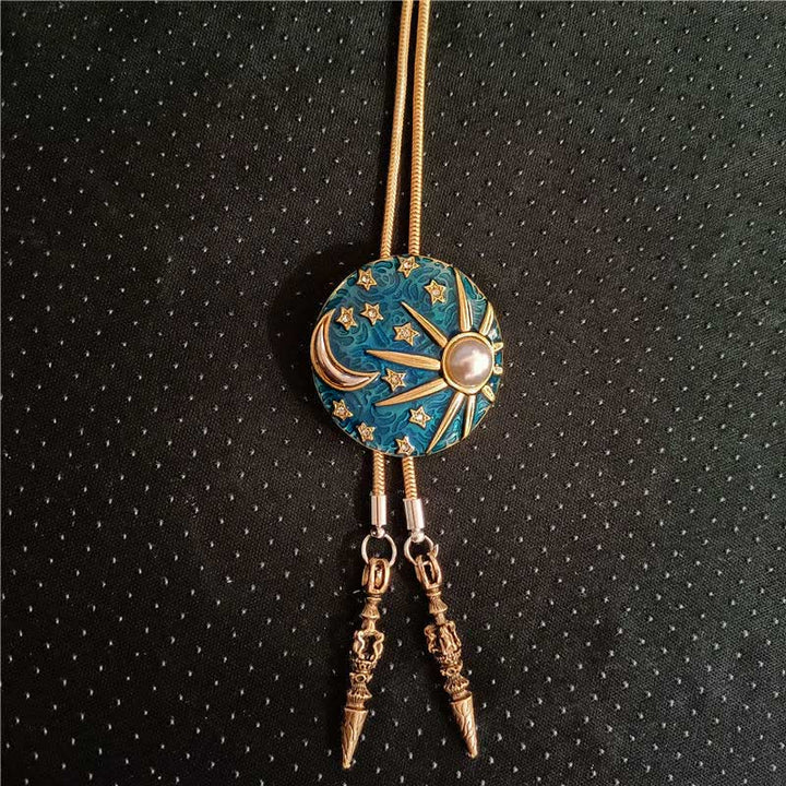 Vintage Sun And Moon With Pearl Bolo Tie - #04 - image 3