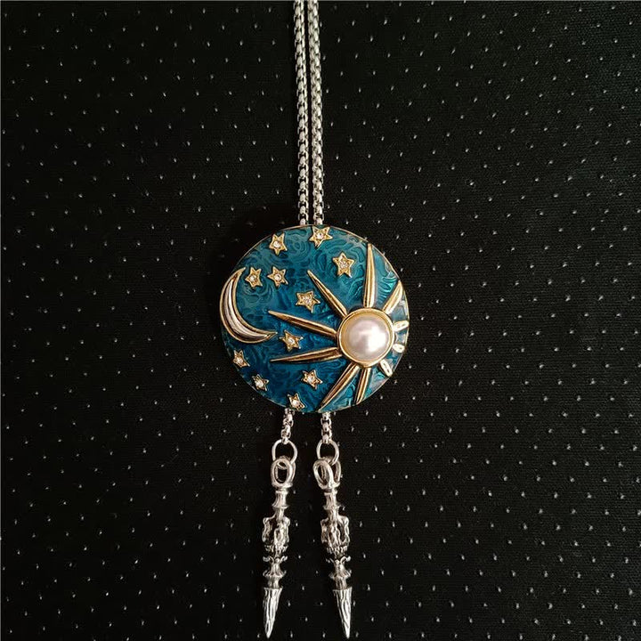 Vintage Sun And Moon With Pearl Bolo Tie