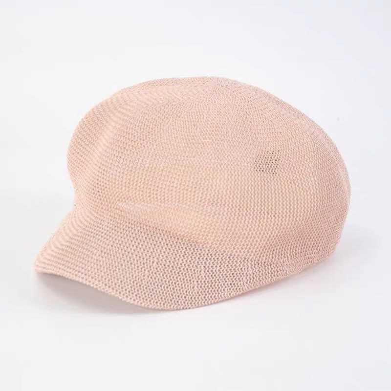 Women's Soild Color Woven Beach Straw Beret Hat - Pink - M (22 1/2"-22 7/8") - image 9