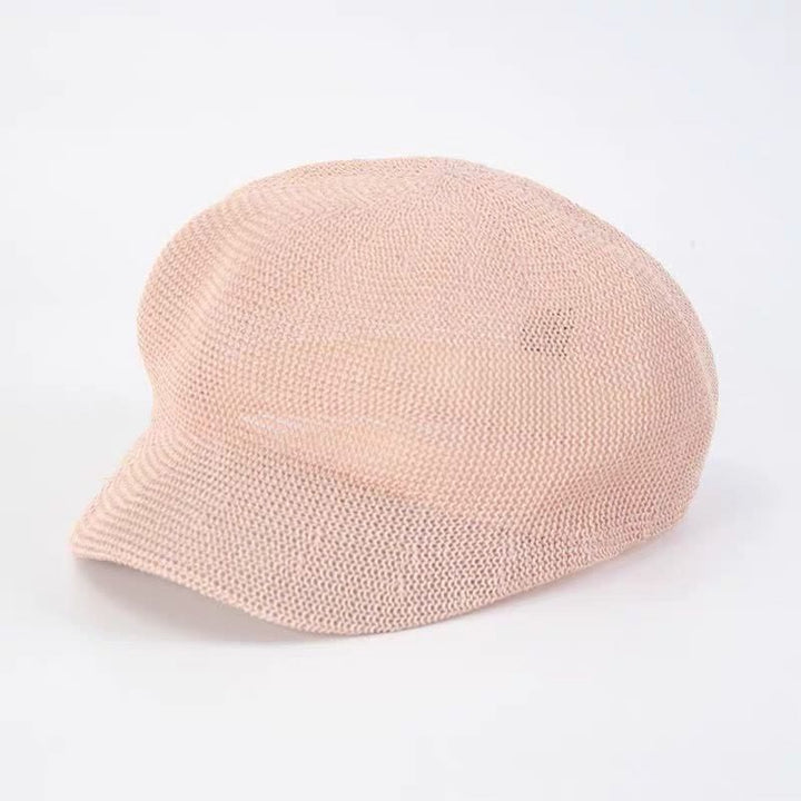 Women's Soild Color Woven Beach Straw Beret Hat - Pink - M (22 1/2"-22 7/8") - image 9