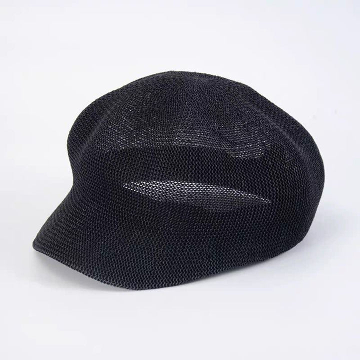 Women's Soild Color Woven Beach Straw Beret Hat - Black - M (22 1/2"-22 7/8") - image 6