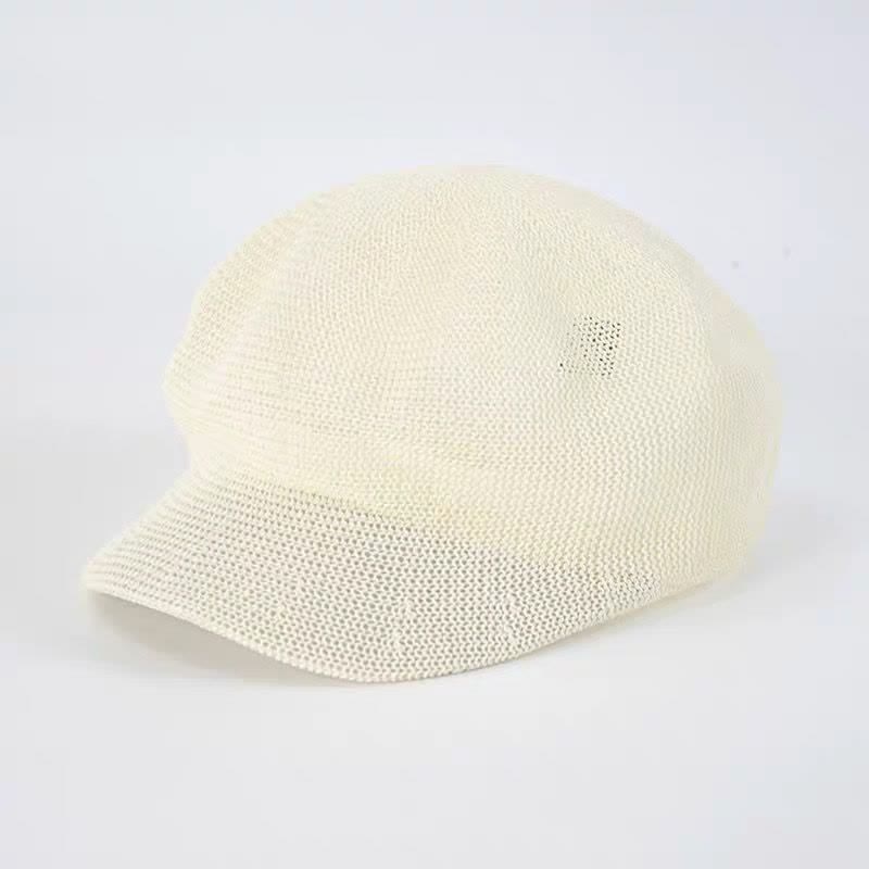 Women's Soild Color Woven Beach Straw Beret Hat - Ivory - M (22 1/2"-22 7/8") - image 8