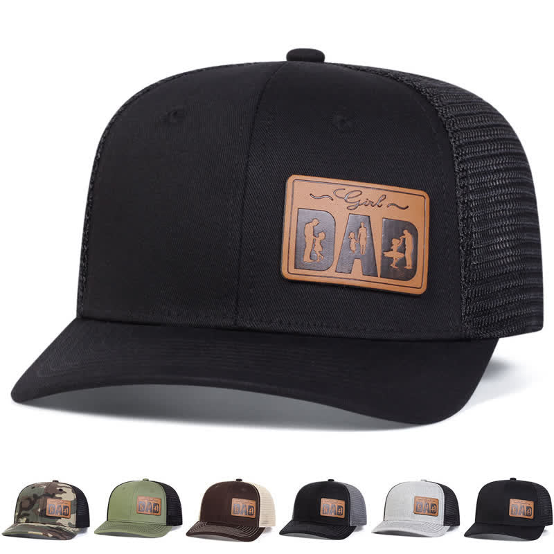 Girl Dad Leather Patch Adjustable Trucker Hat - image 0
