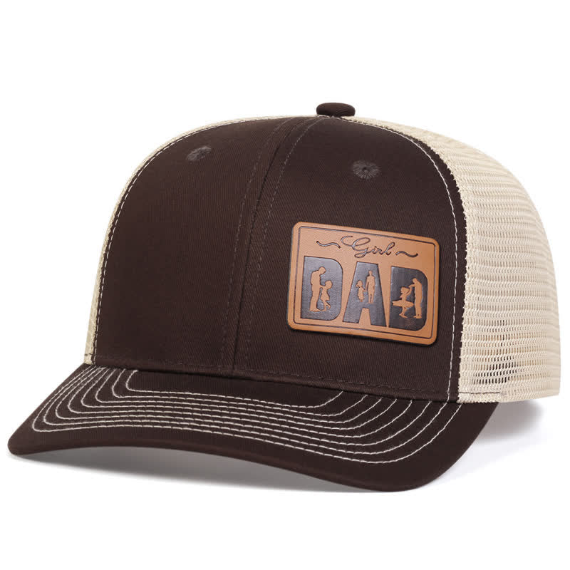 Girl Dad Leather Patch Adjustable Trucker Hat - Brown - Adjustable (About 22"-23 5/8") - image 4
