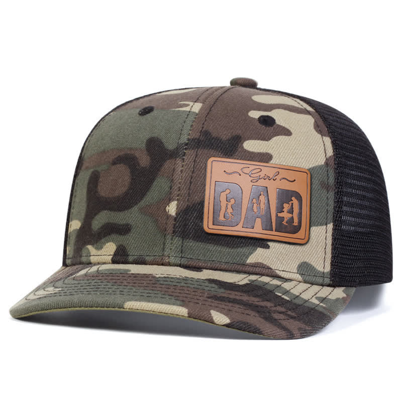 Girl Dad Leather Patch Adjustable Trucker Hat - Camouflage Color - Adjustable (About 22"-23 5/8") - image 6
